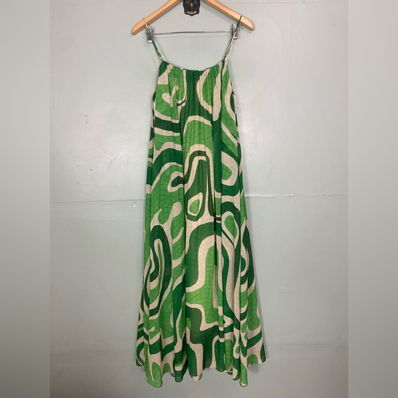 Farm Rio Tropical Boardwalk Maxi Dress Green Vacation Dress Medium - Picture 4 of 7